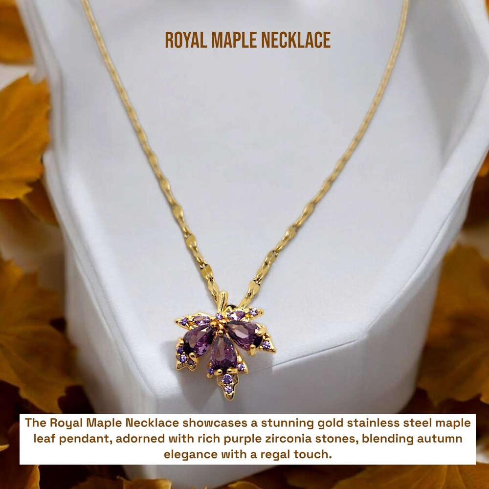 Purple Zirconia Maple Leaf Necklace